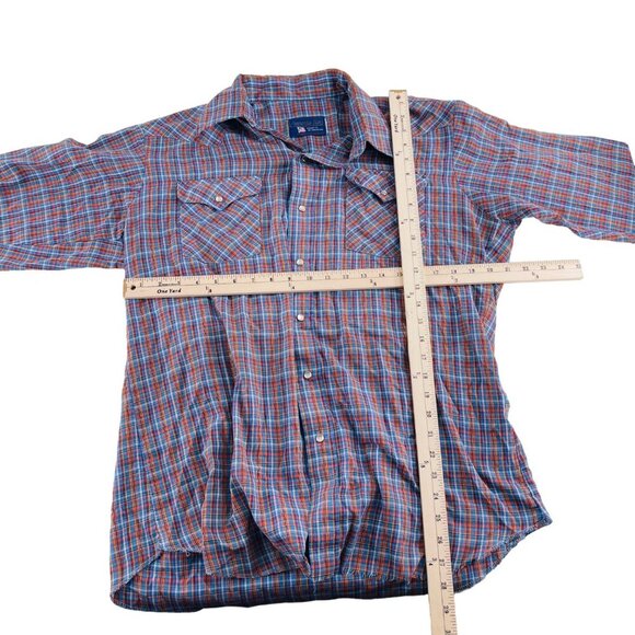 Panhandle Slim Mens Plaid Western Shirt Blue/Red Size Medium - Picture 3 of 5
